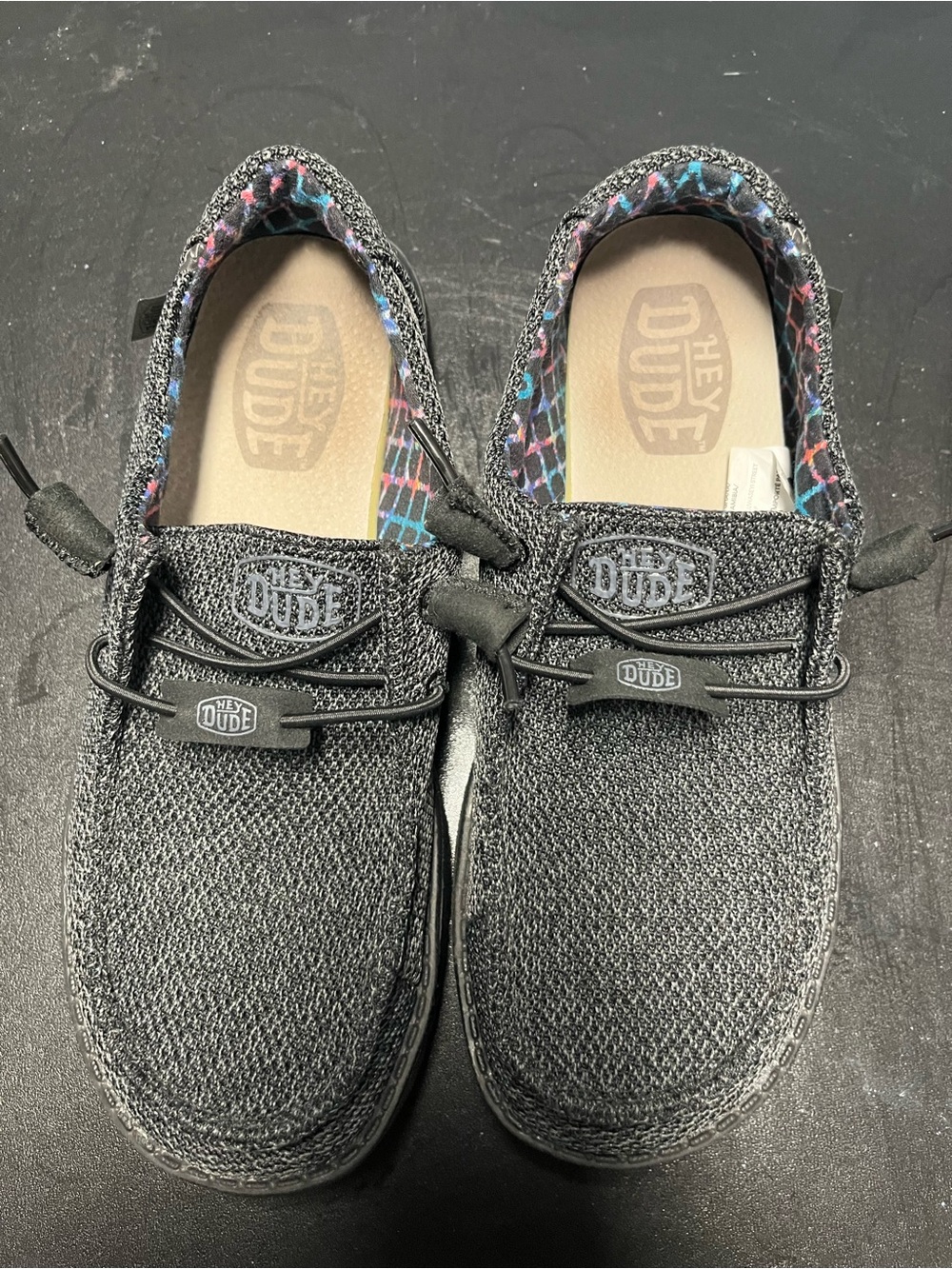 Hey Dude Gray Knit Wally Slip-On Loafers with Multicolor Lining 6